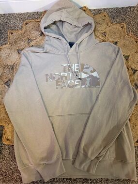 The North Face Men’s Hoodie in Light Beige with Camo Logo